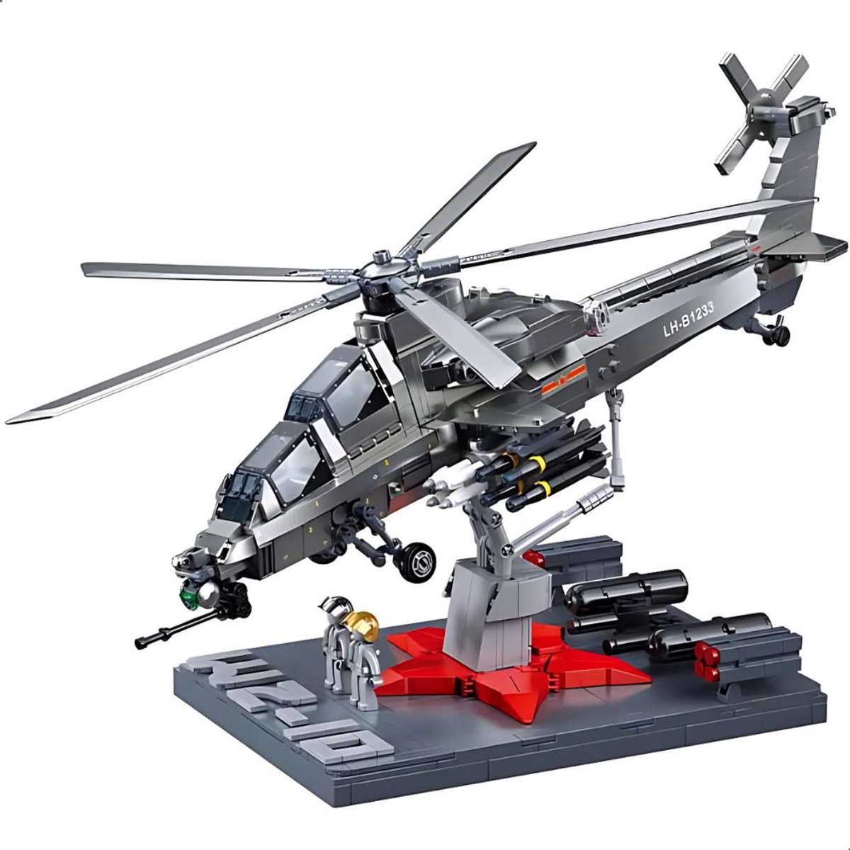   - B1233 WZ-10S Gevechtshelikopter | WW2 army luchtmacht | Technisch creator ideas educatief leger speelgoed | Expert bouwpakketten voor volwassenen | Classic icons vliegtuig helikopter modelbouw | 914 bloks